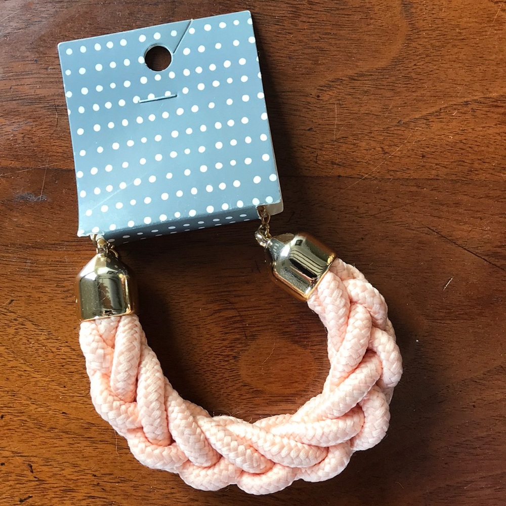 Pink Woven Rose Bracelet with Gold Details